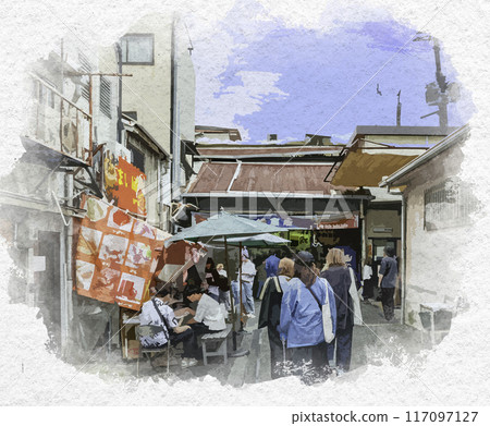 水彩風格鶴橋 鶴橋商店街 大阪府大阪市 117097127