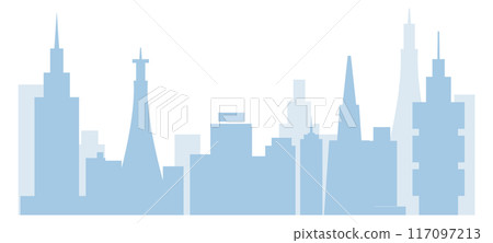 Cityscape skyscrapers background. Blue high buildings silhouettes Cityscape skyscrapers background. Blue high buildings silhouettes 117097213