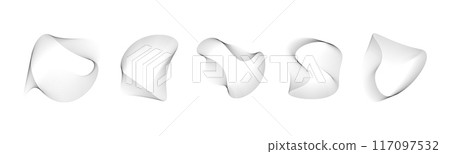 Abstract Distorted Outline Wireframe Waves Set. Vector illustration 117097532