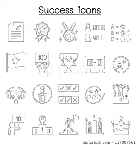 Success icons set in line style Success icons set in line style 117097561