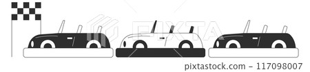 Bumper car race black icon. Drive attraction Bumper car race black icon. Drive attraction 117098007
