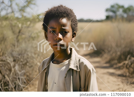 A black boy with sad eyes 117098010