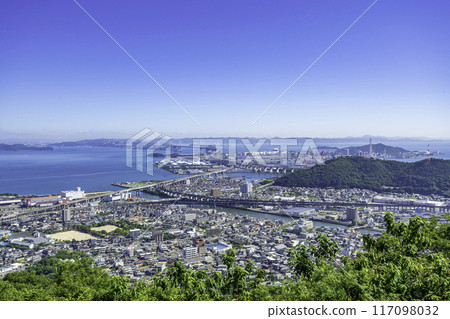 The Great Seto Bridge and the townscape of Utazu, Aonoyama Mountaintop Observatory, Utazu Town, Kagawa Prefecture 117098032