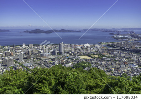 The Great Seto Bridge and the townscape of Utazu, Aonoyama Mountaintop Observatory, Utazu Town, Kagawa Prefecture 117098034