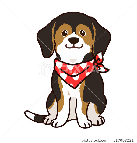 情人節簡單可愛的小獵犬插畫 情人節簡單可愛的小獵犬插畫 117098221