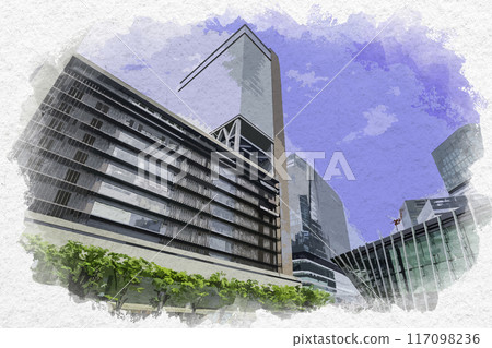 Watercolor style Umeda JR Osaka Station Osaka City, Osaka Prefecture Watercolor style Umeda JR Osaka Station Osaka City, Osaka Prefecture 117098236
