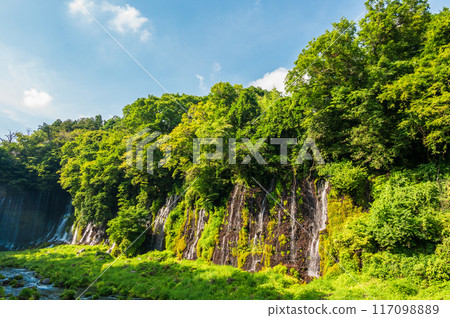 The gently flowing Shiraito Falls, a famous waterfall in Fujinomiya 117098889