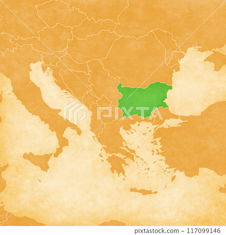 Ocher map of Balkans - Bulgaria 117099146
