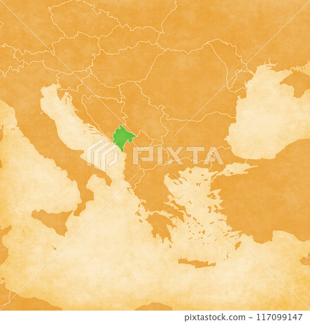Ocher map of Balkans - Montenegro 117099147