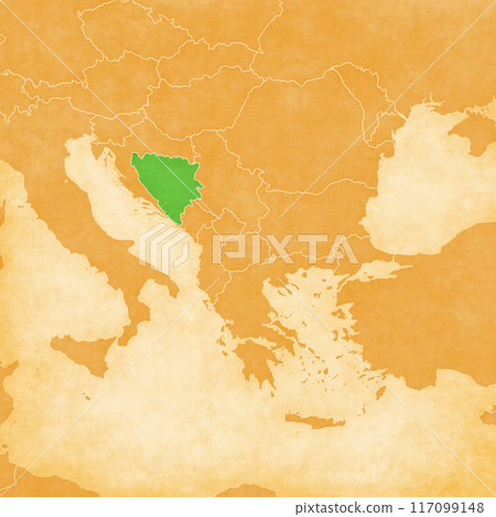 Ocher map of Balkans - Bosnia and Herzegovina 117099148