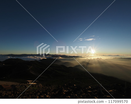 View of the Northern Alps and the sunrise from the summit of Mt. Norikura View of the Northern Alps and the sunrise from the summit of Mt. Norikura 117099570
