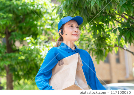 Truck driver delivering goods Truck driver delivering goods 117100080