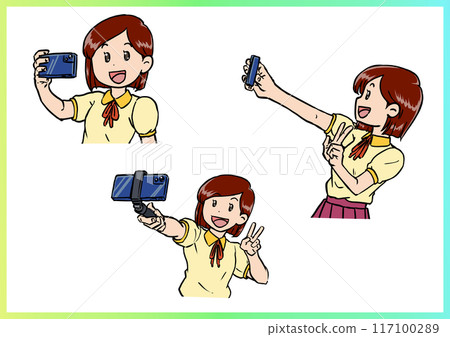 Woman taking a selfie 1 Woman taking a selfie 1 117100289