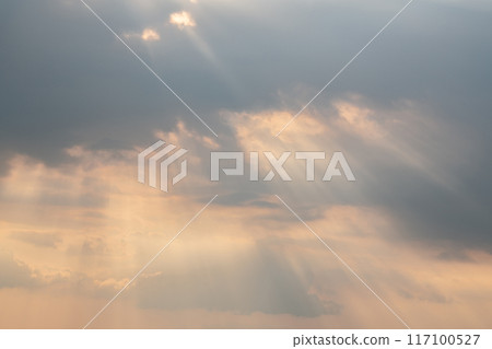 Rays of light shining through gaps in the clouds (light image) Rays of light shining through gaps in the clouds (light image) 117100527