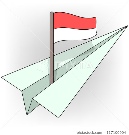 paper plane flying carrying the Indonesian flag 117100904