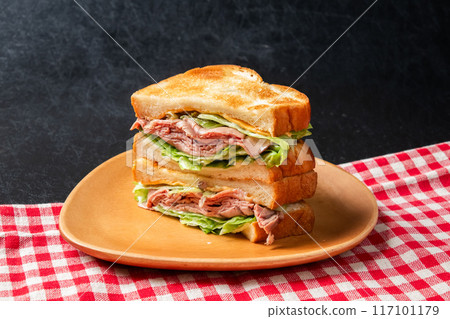 homemade roast beef sandwich 117101179