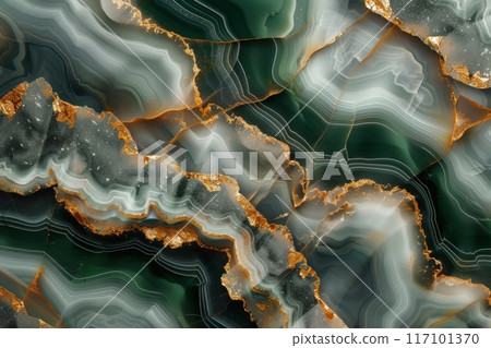 abstract background made of green marble with golden veins 117101370