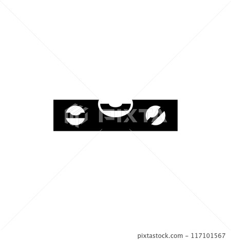 Modern, minimalist black and white bubble level tool vector icon, perfect for construction and DIY projects 117101567