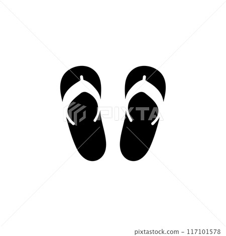 Stylish black flip-flop icon, perfect for summer and beach themes 117101578