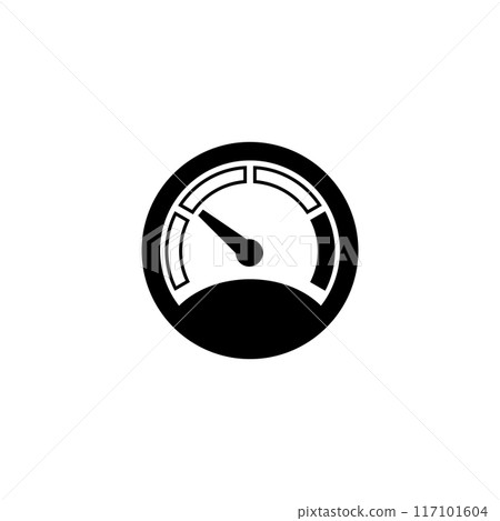 Simple, minimalist black and white speedometer vector icon 117101604