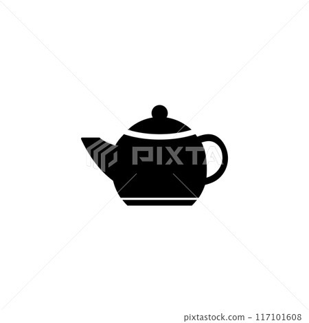 Minimalist vector icon of a teapot, perfect for kitchenware design and hospitality industry 117101608