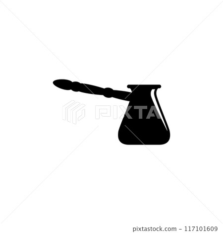 Silhouette of a traditional Turkish coffee pot, perfect for beverage and culture-related designs Silhouette of a traditional Turkish coffee pot, perfect for beverage and culture-related designs 117101609
