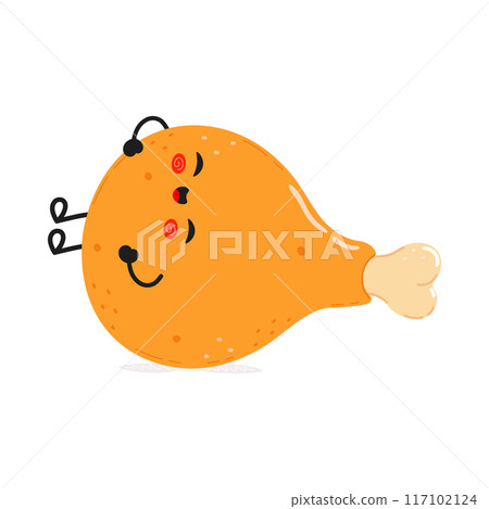 Chicken leg laughs character. Vector hand drawn cartoon kawaii character illustration icon. Isolated on white background. Chicken leg character concept Chicken leg laughs character. Vector hand drawn cartoon kawaii character illustration icon. Isolated on white background. Chicken leg character concept 117102124