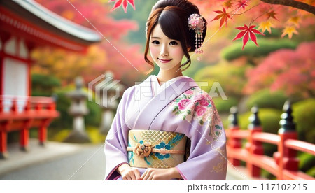 A woman in a kimono 117102215