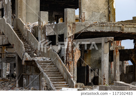 Abandoned buildings on Gunkanjima Abandoned buildings on Gunkanjima 117102483