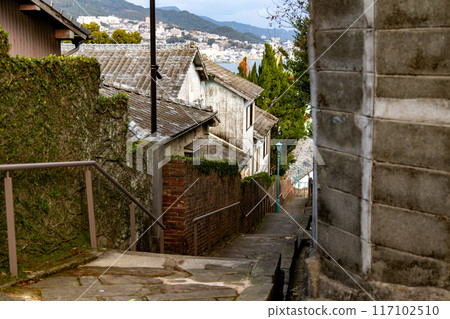 Looking down from a hill in the back alleys of Nagasaki 117102510