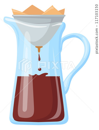 Pour over coffee pot. Glass coffeemaker for aroma brew Pour over coffee pot. Glass coffeemaker for aroma brew 117103150