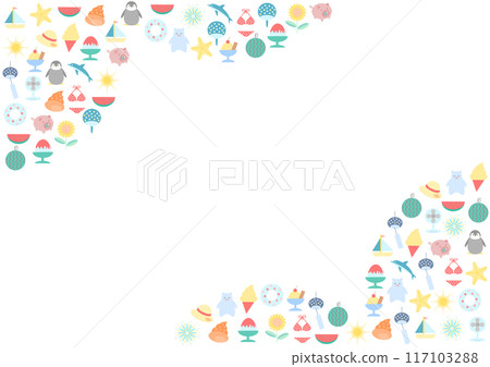 Colorful summer icon frame illustration 117103288