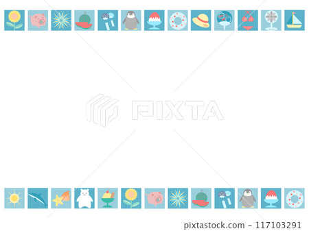Colorful summer icon frame illustration 117103291