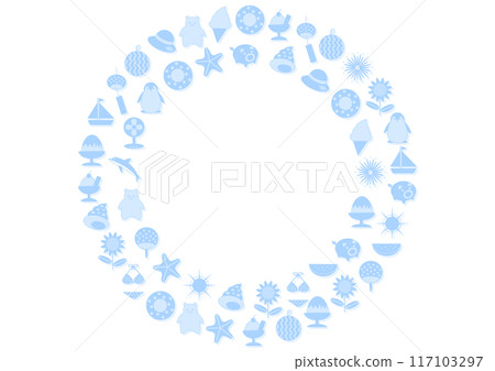 Blue summer icon circular frame illustration 117103297