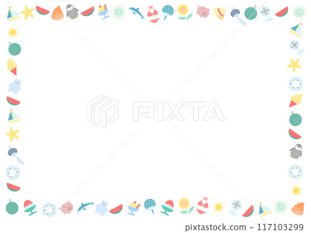 Colorful summer icon frame illustration 117103299