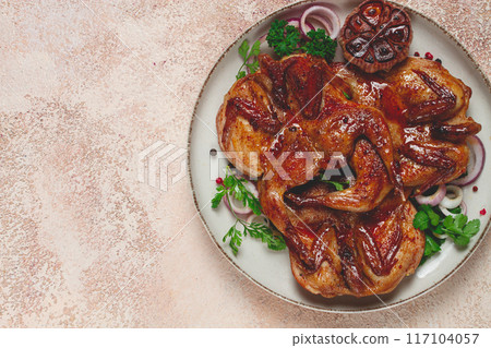 fried, quail meat, tobacco (tapaka), with spices, homemade, no people, 117104057