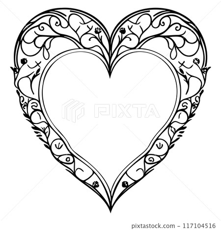 Love heart ornament flower valentine illustration draw Love heart ornament flower valentine illustration draw 117104516