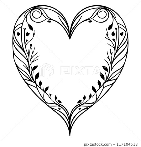 Love heart ornament flower valentine illustration draw  117104518