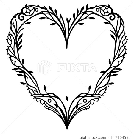 Love heart ornament flower valentine illustration draw  117104553