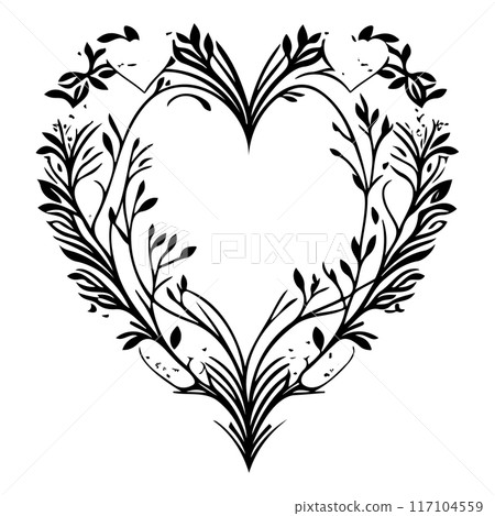 Love heart ornament flower valentine illustration draw Love heart ornament flower valentine illustration draw 117104559