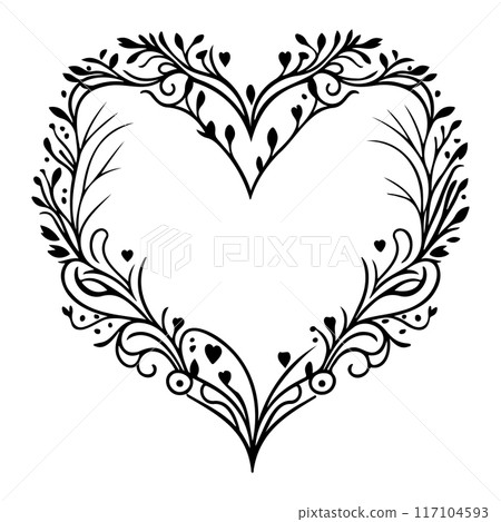 Love heart ornament flower valentine illustration draw  117104593