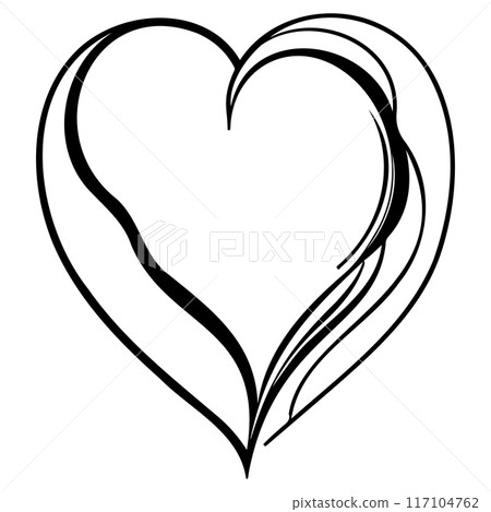 love heart doodle valentine illustration sketch draw black 117104762