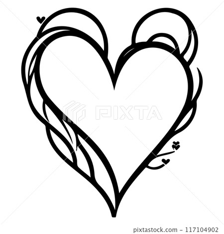 love heart doodle valentine illustration sketch draw black 117104902
