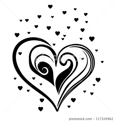 love heart doodle valentine illustration sketch draw black love heart doodle valentine illustration sketch draw black 117104962