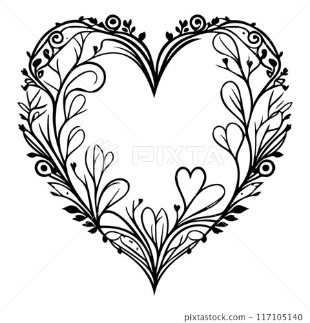love heart doodle valentine illustration sketch draw black 117105140