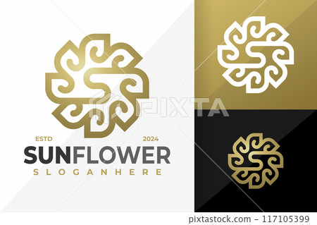 Letter S Luxury Sunflower Logo design vector symbol icon illustration 117105399