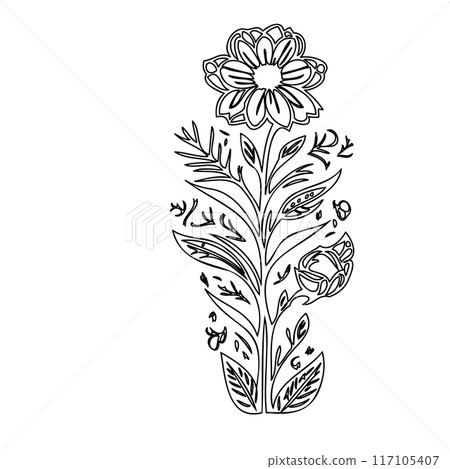 flower plant outline illustration sketch flower plant outline illustration sketch 117105407