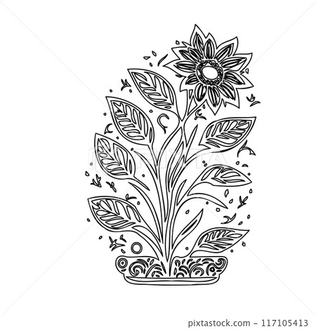 flower plant outline illustration sketch  117105413