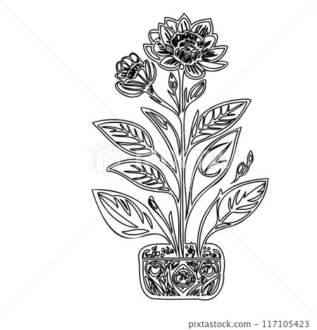 flower plant outline illustration sketch  117105423