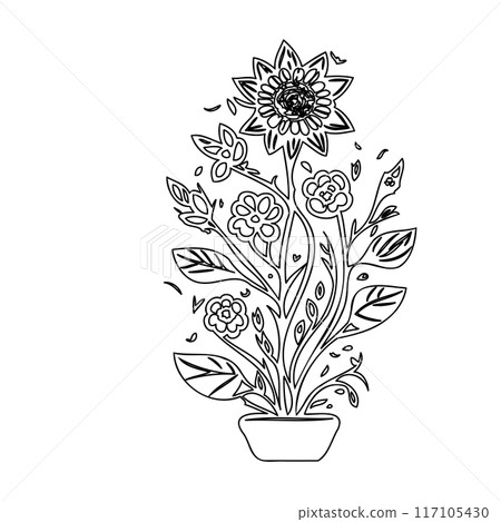 flower plant outline illustration sketch  117105430